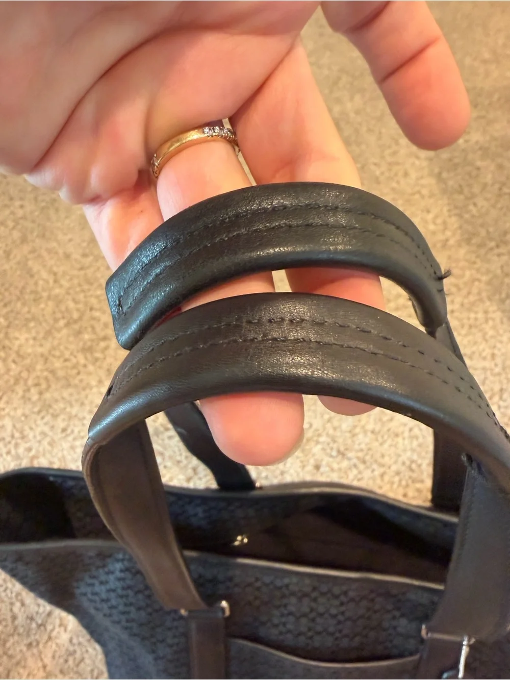 Coach Black Signature Tote with Front Pocket